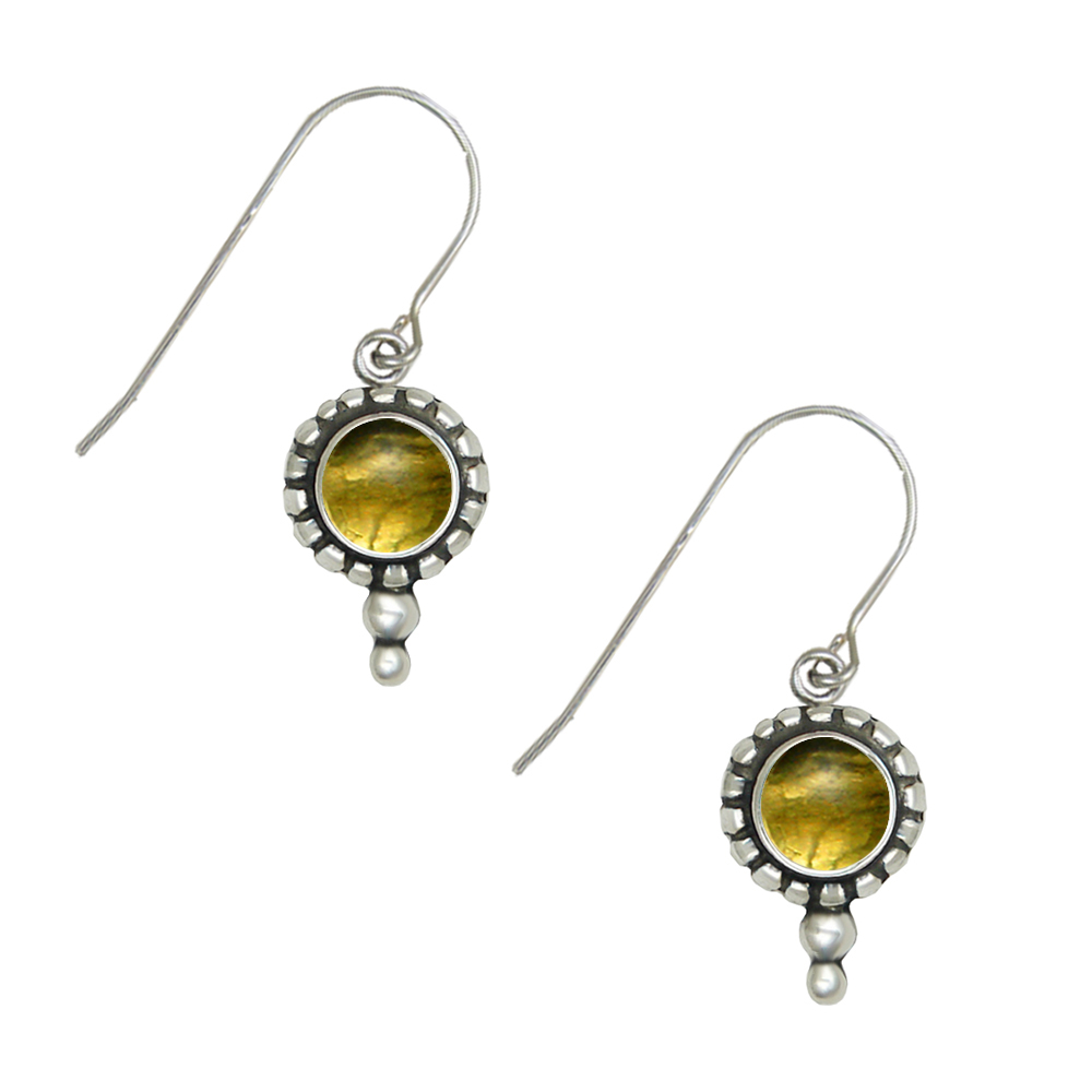 Sterling Silver Little Citrine Gemstone Drop Dangle Earrings